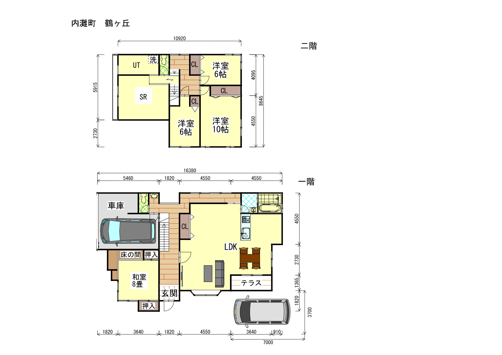 内灘町鶴ヶ丘3丁目　戸建の図面です